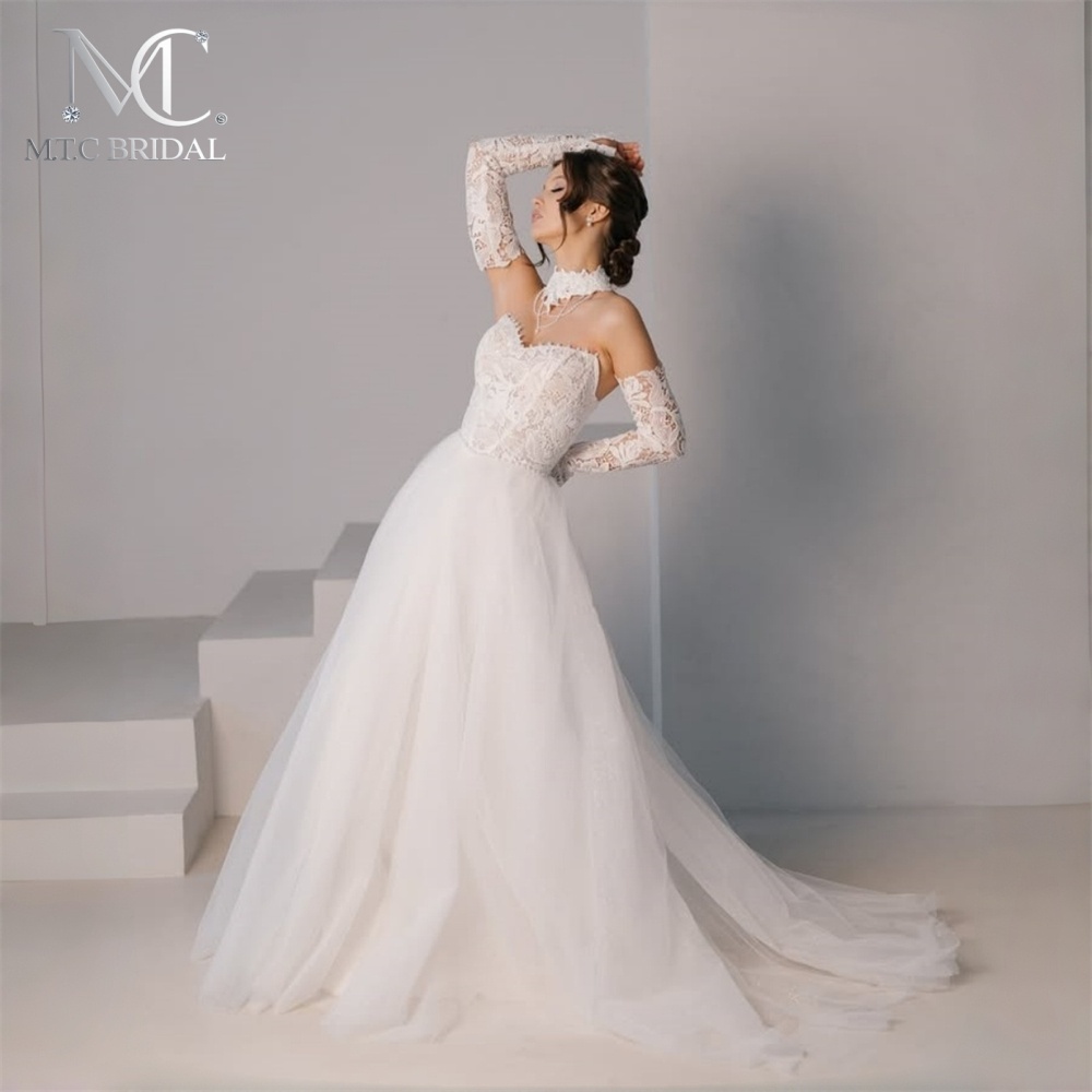 Body Brush - Long Tulle Wedding Dresses Detachable Full