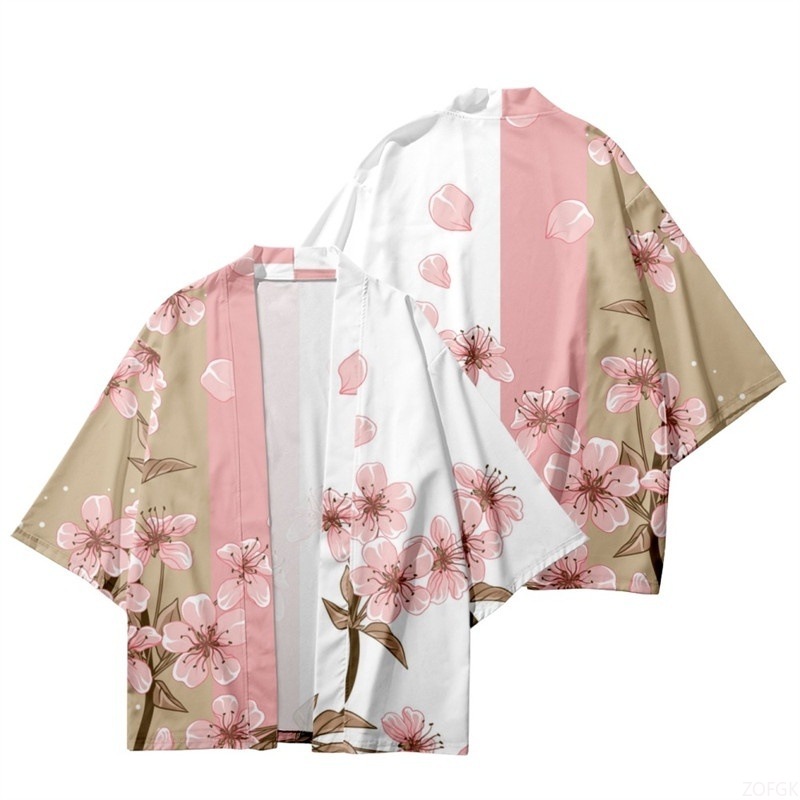 Bathrobe - Summer Women Flower Print Kimono Men