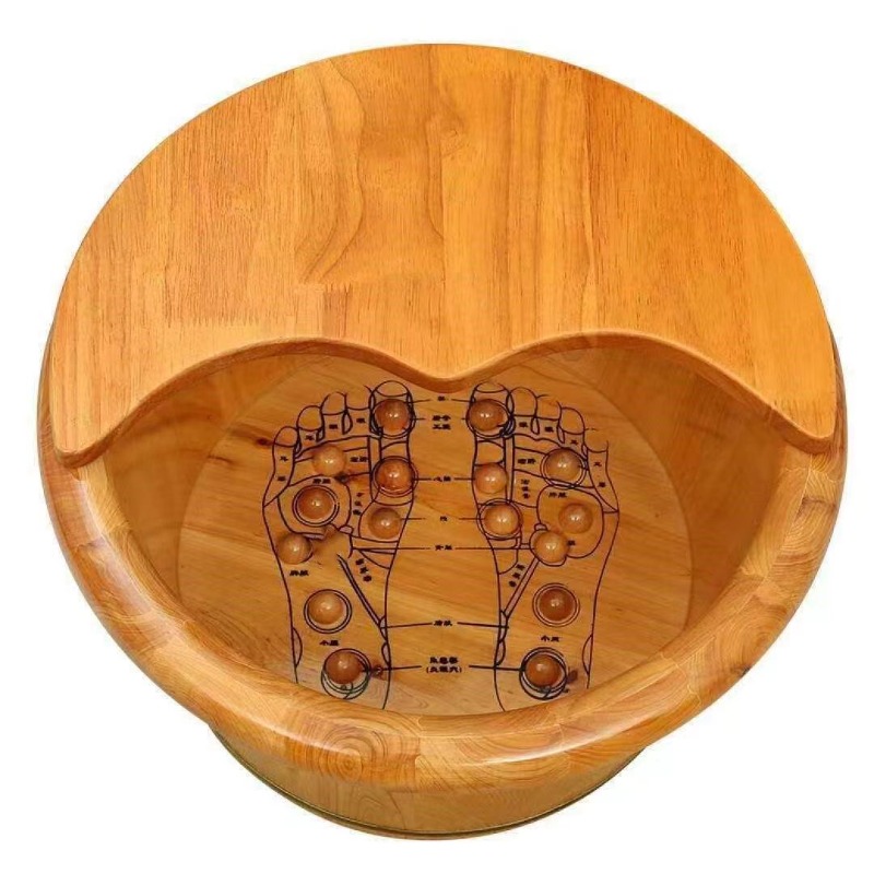 Cedar Wood Foot Soaking Bucket - Spa Massager 评论和价格